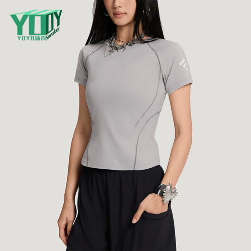 Adidas/阿迪达斯正品夏季新款女士修身针织圆领短袖T恤KY7862
