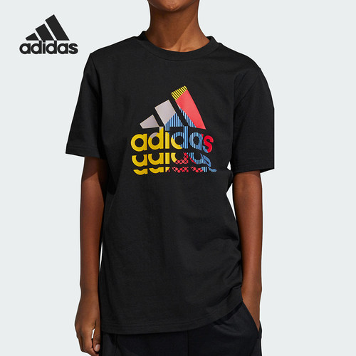 Adidas/阿迪达斯正品夏季儿童图案透气圆领休闲短袖IB9136