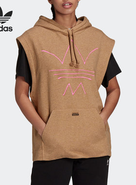 Adidas/阿迪达斯正品当季新款女子三叶草无袖连帽运动卫衣 GN4337