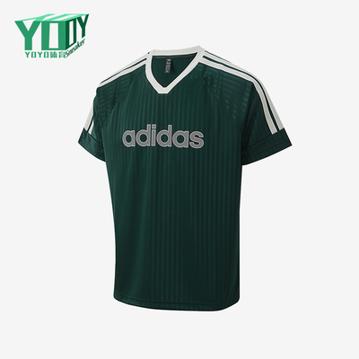 Adidas/阿迪达斯正品条纹简约套头T恤男速干经典休闲短袖KY2143
