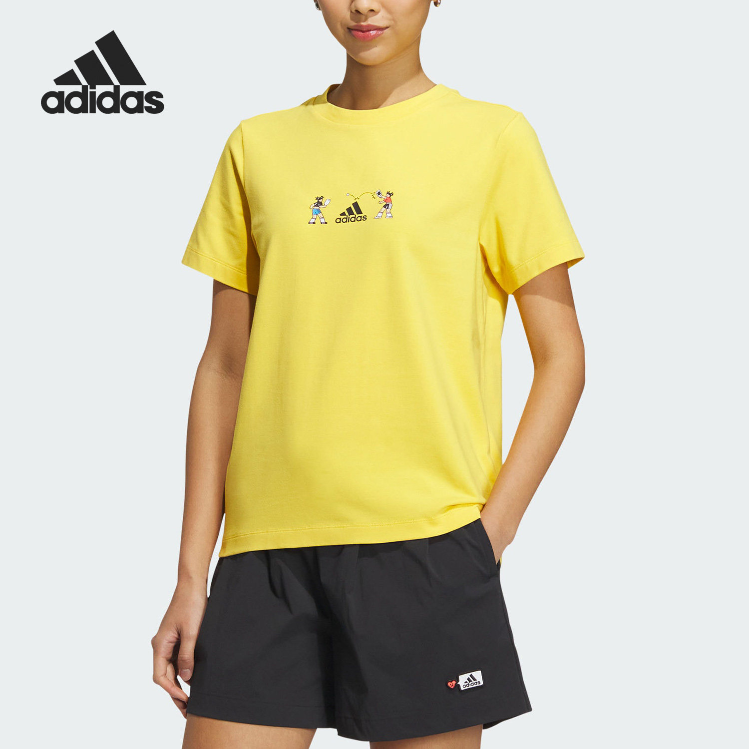 Adidas/阿迪达斯正品新款夏季女子卡通圆领透气休闲T恤HY2864