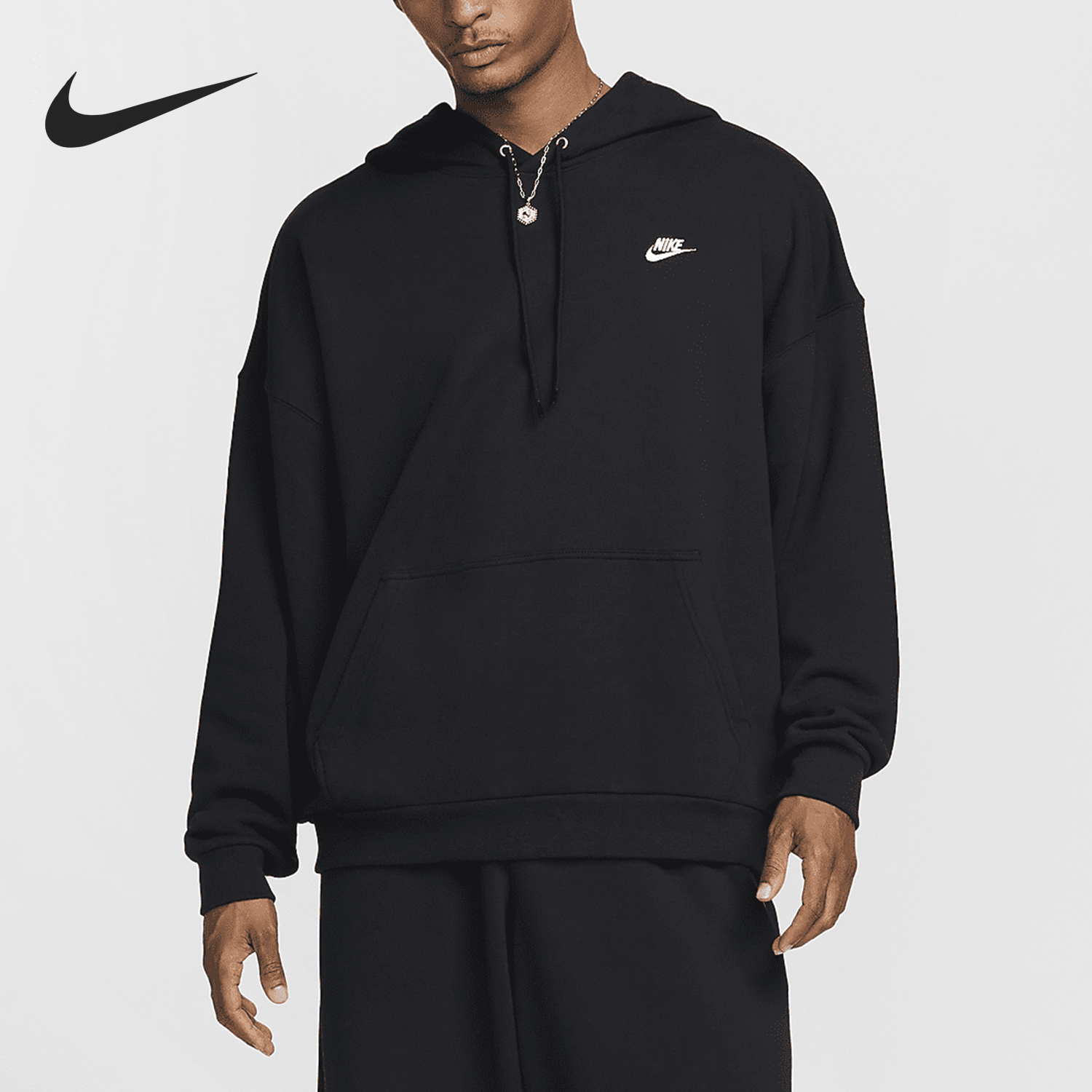 Nike/耐克正品2025秋季款男士运动宽松连帽刺绣卫衣HJ1816-010