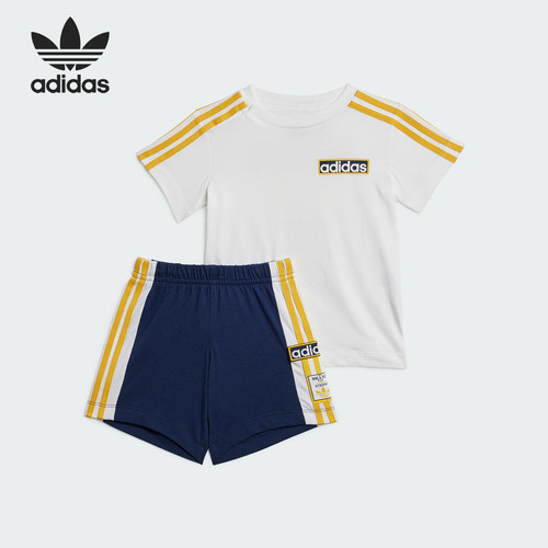Adidas/阿迪达斯正品三叶草SHORT TEE SET婴童短袖套装IN2103