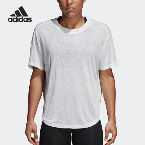 Adidas/阿迪达斯正品夏季女士圆领透气干爽运动短袖T恤CF4447