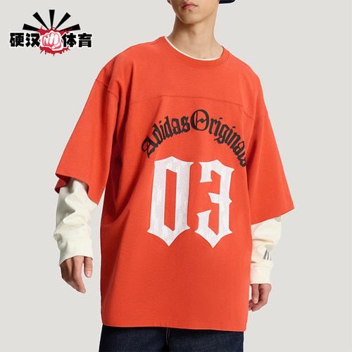 Adidas/阿迪达斯正品三叶草男士亲肤宽松个性时尚印花T恤KR0407