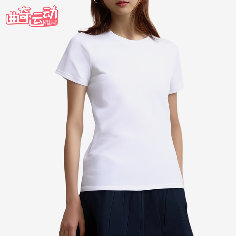 Nike/耐克正品圆领休闲短袖新款女白色经典常规短袖T恤743041-100