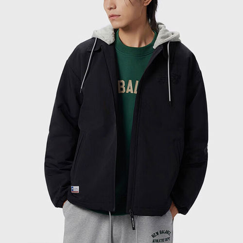 New Balance新百伦正品男拼接保暖防寒连帽户外夹克NQE11011-BK