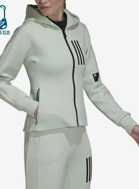 Adidas/阿迪达斯正品女绿色亚麻休闲舒适轻便经典夹克外套HC8809