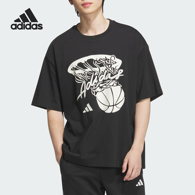 Adidas/阿迪达斯正品2025夏季款男女图案篮球印花短袖KD4293