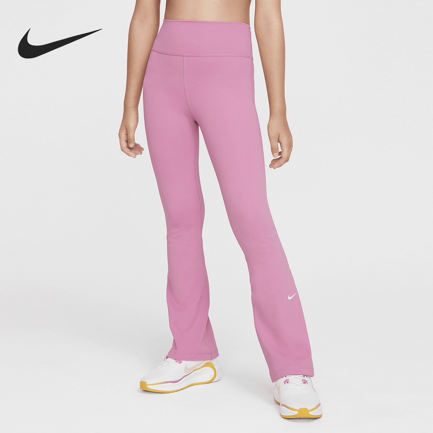 耐克大童高腰运动训练喇叭紧身裤