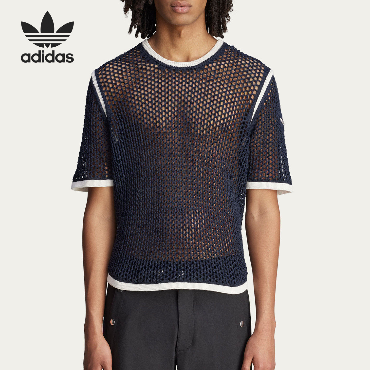 Adidas/阿迪达斯正品三叶草新款男蓝白色街头短袖T恤KA7052