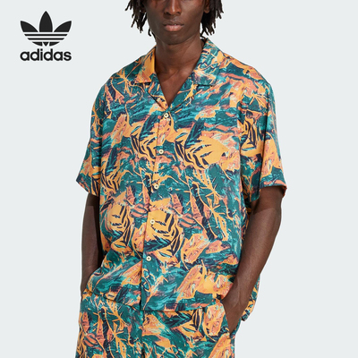 Adidas/阿迪达斯正品2025夏季三叶草男士时尚印花衬衫KC5901