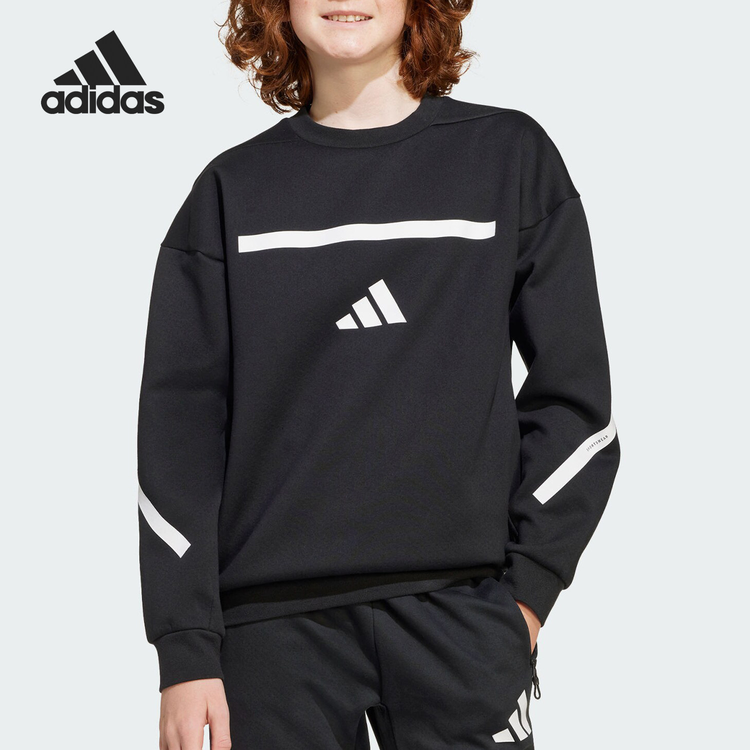 Adidas/阿迪达斯正品ZNE SWEAT大童拼接宽松保暖卫衣JJ4854