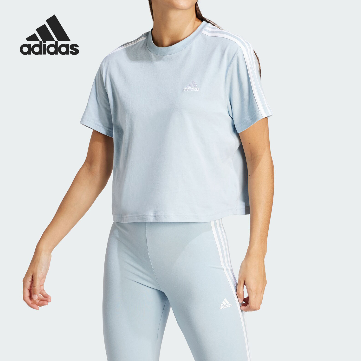 Adidas/阿迪达斯正品W 3S CR TOP女士运动圆领简约短袖IS1568