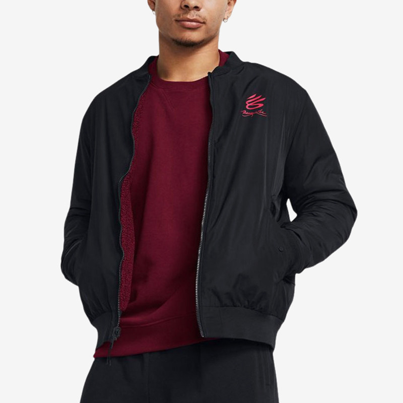 UA/安德玛正品户外男士拉链立领舒适针织连帽夹克外套1383730-001