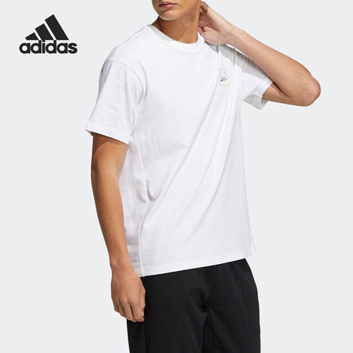 Adidas/阿迪达斯正品宽松透气男女同款印花休闲运动T恤HN2064