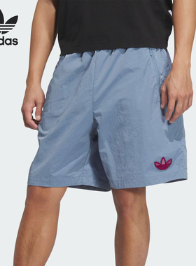 Adidas/阿迪达斯正品三叶草男士刺绣宽松休闲运动梭织短裤KE5796