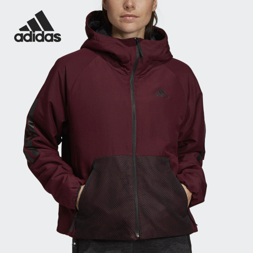 Adidas/阿迪达斯正品女子户外保暖防风连帽运动棉服 DZ1516