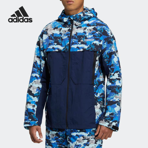 Adidas/阿迪达斯正品当季户外新款男子连帽运动夹克外套 GN7595
