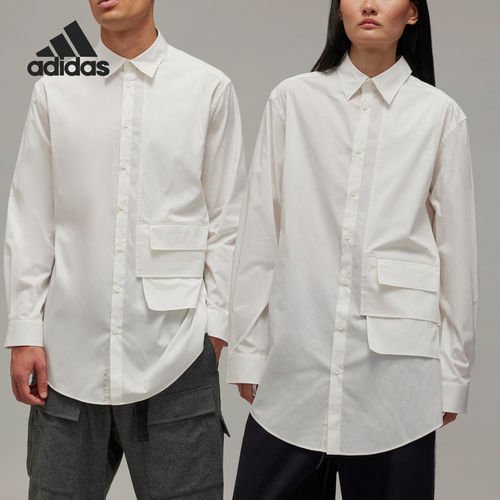 Adidas阿迪达斯正品长袖衬衫男女翻领透气纽扣运动T恤JF3025