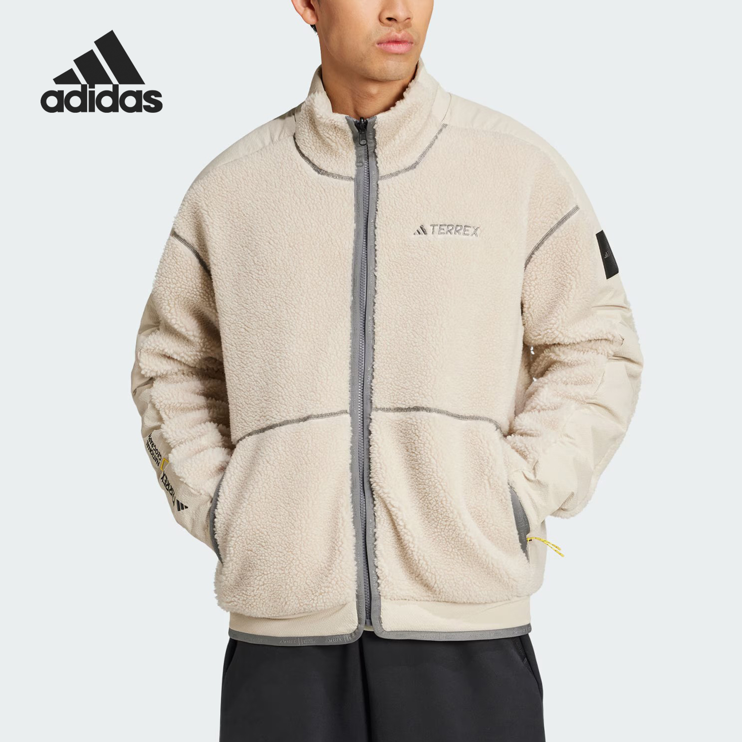 Adidas/阿迪达斯正品新款男士户外时尚舒适抓绒外套JJ4355