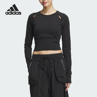 TEE女士修身 阿迪達斯正品 休閑長袖 T恤JJ1588 FUSTL Adidas