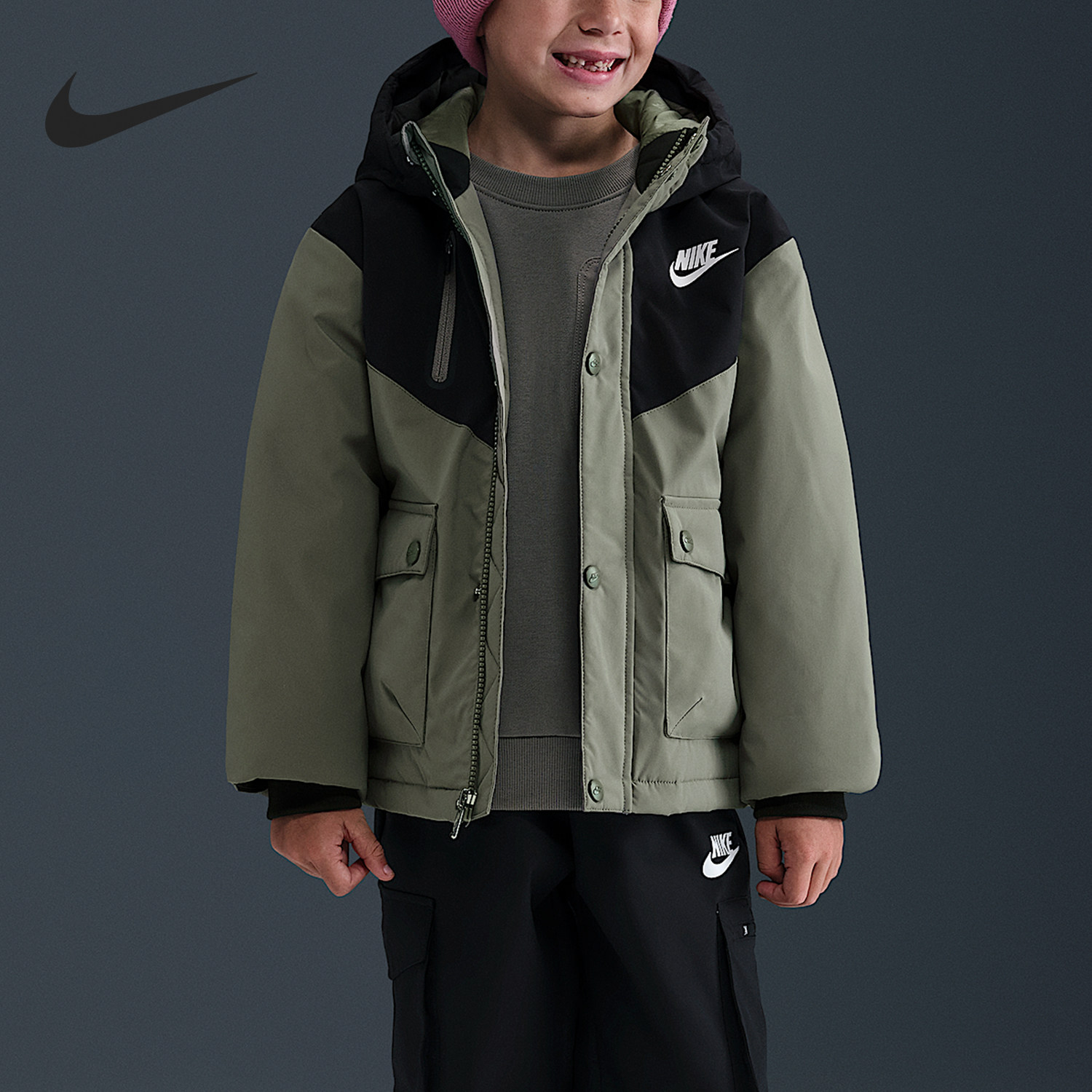 Nike/耐克正品2025冬季小童连帽复古夹克羽绒服IQ9934-320,童装/婴儿装/亲子装,羽绒服,淘宝优惠券,粉丝福利购,淘宝优惠卷