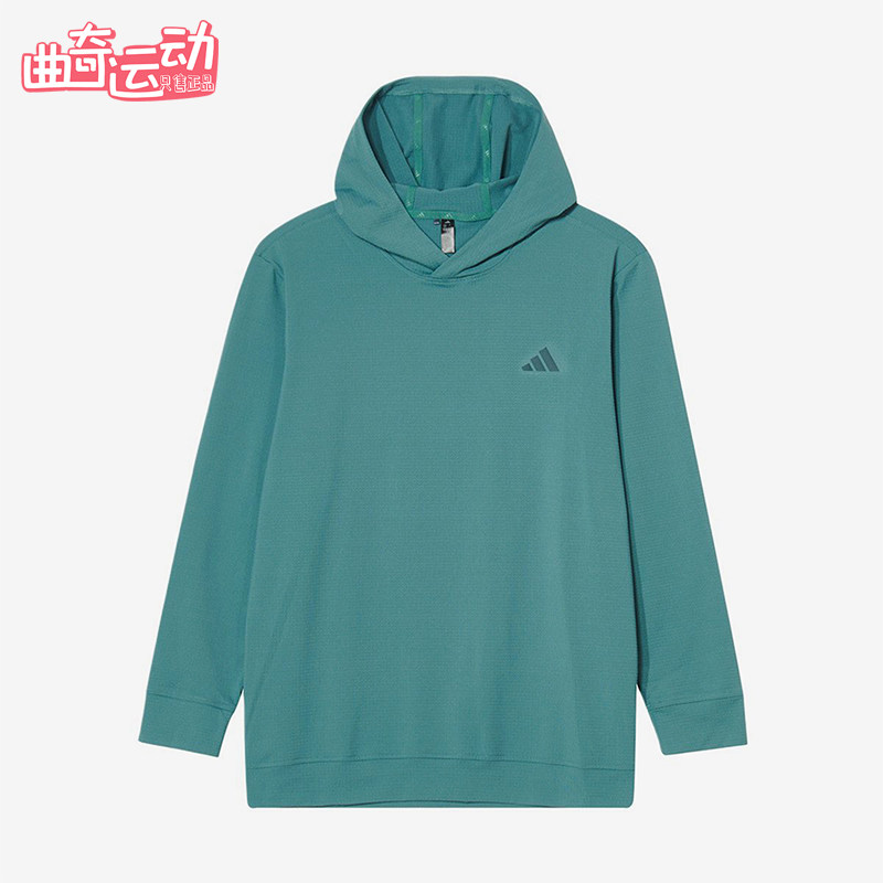 Adidas/阿迪达斯正品新款男绿色高尔夫经典简约连帽卫衣JX4192