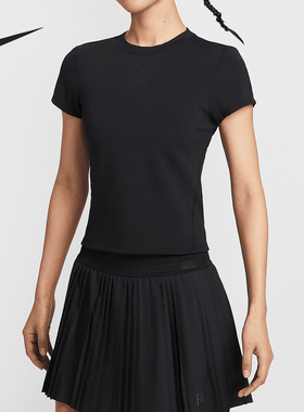 Nike/耐克正品Dri-FIT女士透气针织休闲修身短袖HQ2995-010