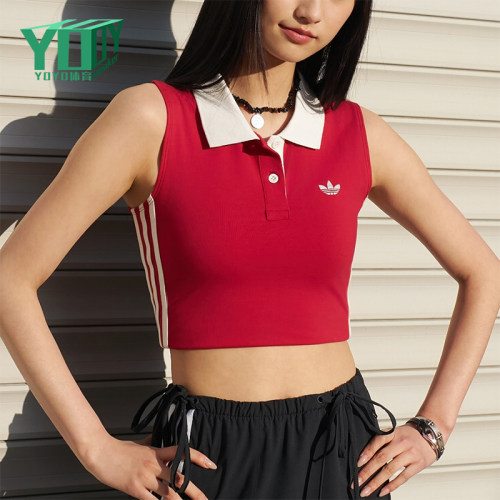 Adidas/阿迪达斯正品三叶草女士时尚针织运动无袖背心T恤KY5695