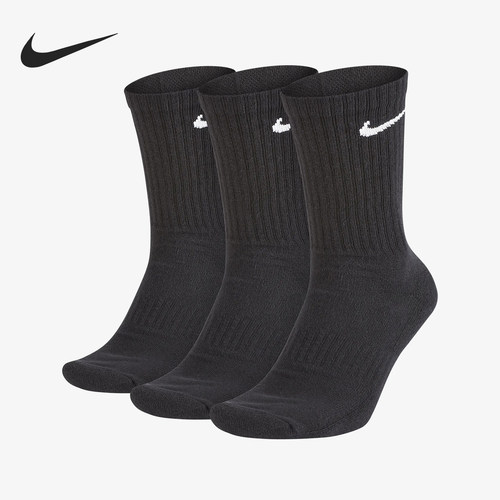 Nike/耐克正品春秋男女运动中筒透气训练袜三双装SX7664-010