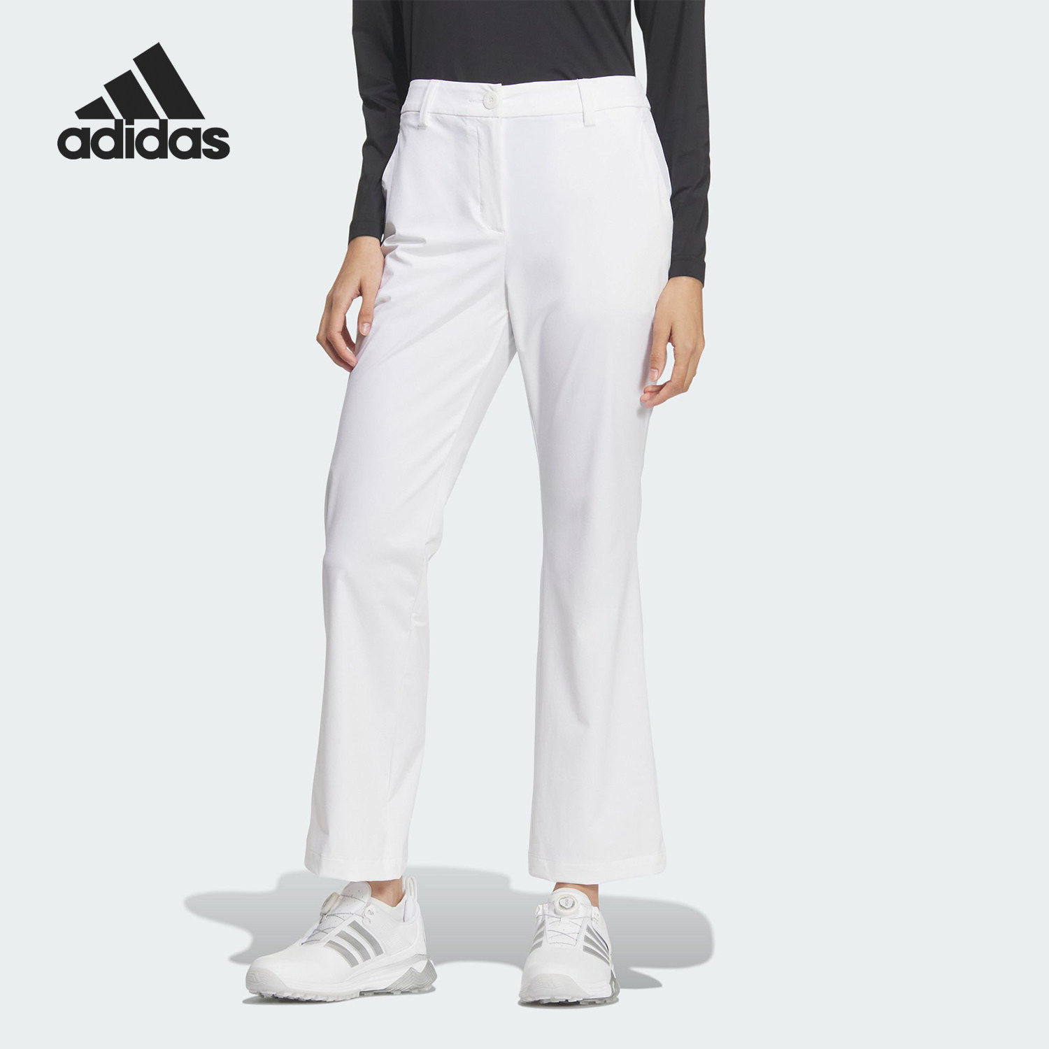 Adidas/阿迪达斯正品2026女士运动高尔夫修身微喇长裤KE3728