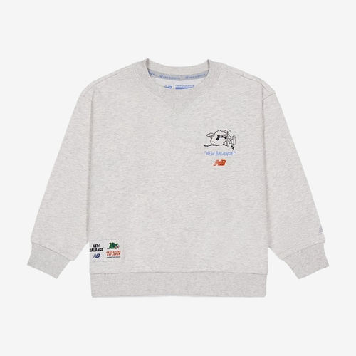 New Balance新百伦正品儿童卡通印花假两件卫衣ND7ZG12053-LGR