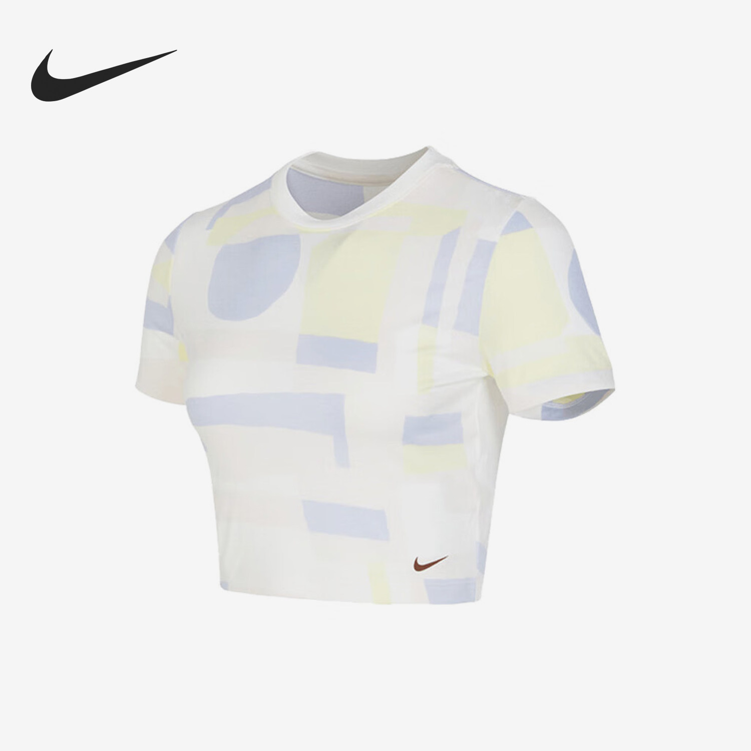 Nike/耐克 正品夏季女士高腰透气休闲运动短袖T恤FJ7713-133 - 实物图