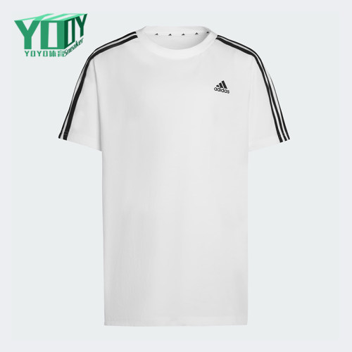 Adidas/阿迪达斯正品夏季大童运动圆领经典针织柔软短袖T恤KT9185