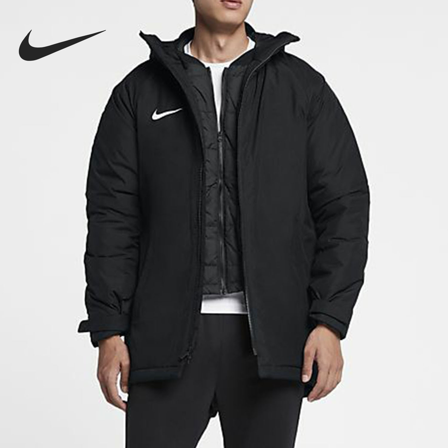 耐克正品男中长款保暖运动棉服
