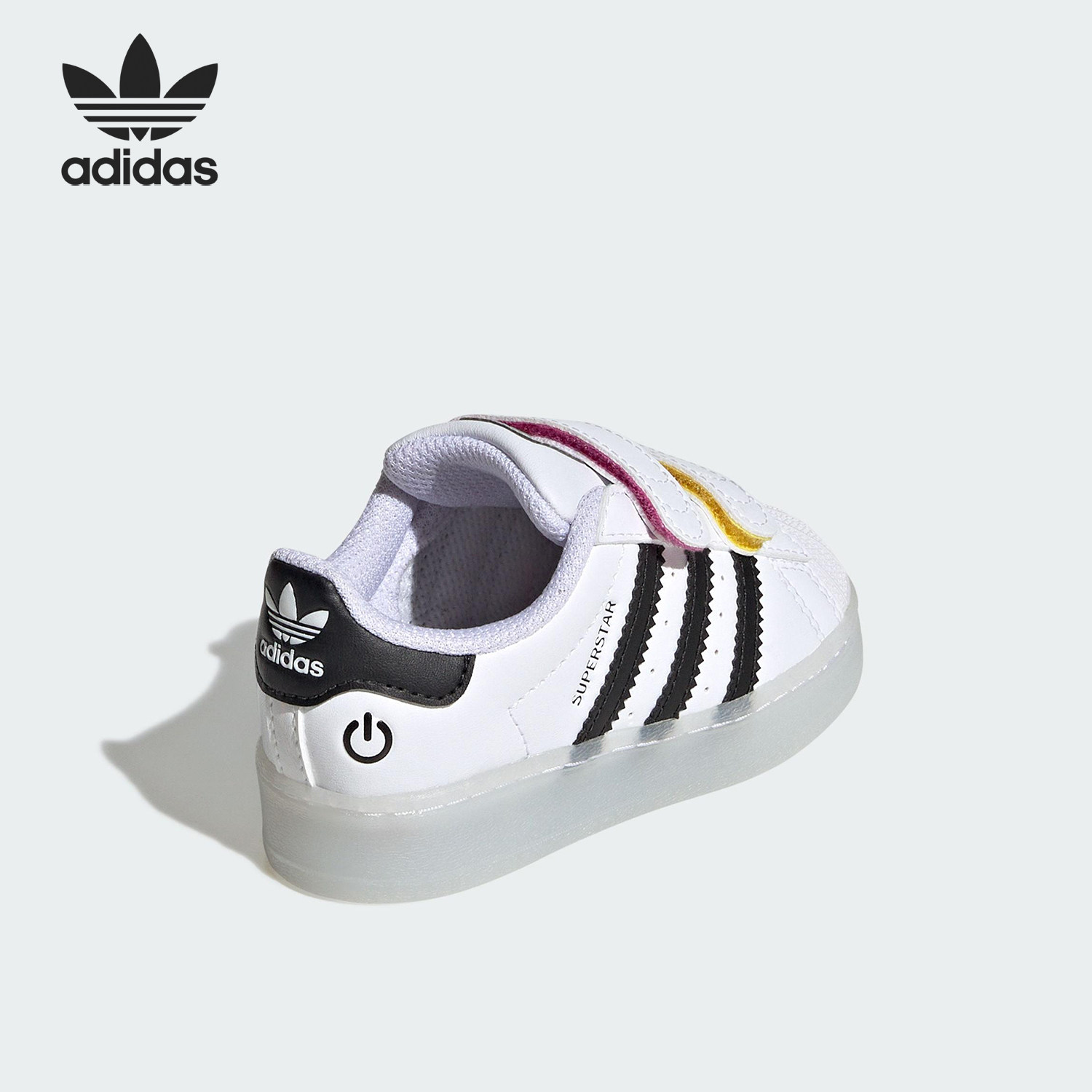 Adidas/阿迪达斯正品2025婴童魔术贴发光运动轻盈板鞋JI0508