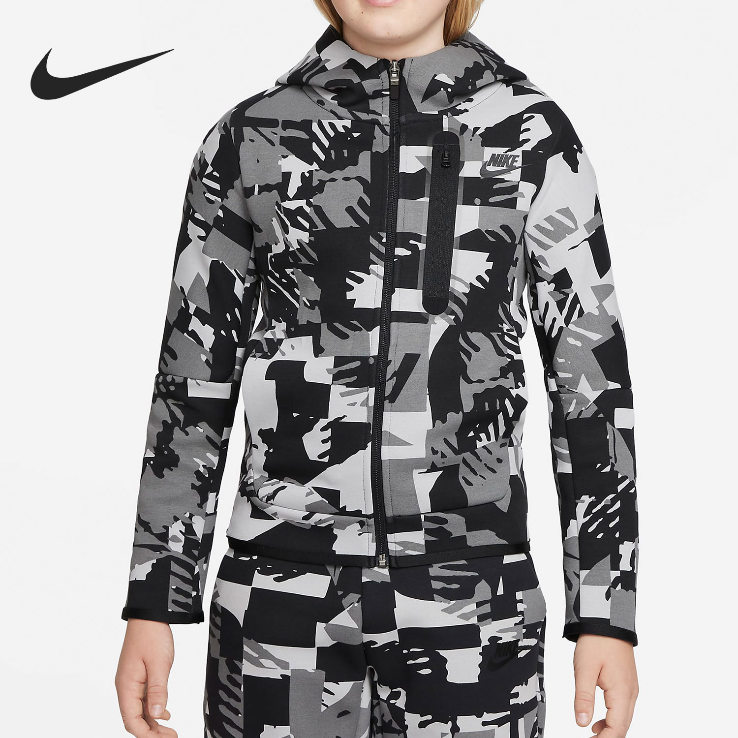 Nike/耐克正品休闲连帽大童防风运动训练夹克外套 DM8071-077