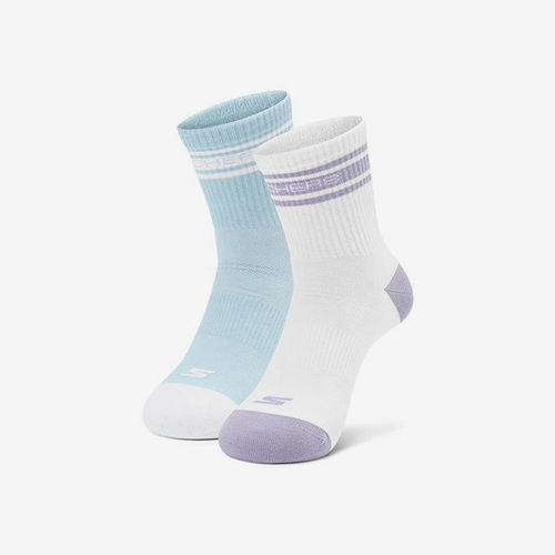 Skechers/斯凯奇正品四季款女士印花中筒袜两双装P125W034-05GQ