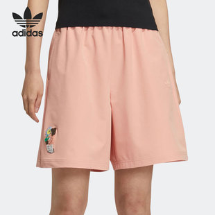 女子运动针织短裤 Adidas 新款 三叶草夏季 HR3478 阿迪达斯正品