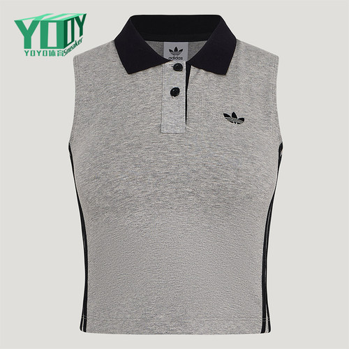 Adidas/阿迪达斯正品三叶草女士透气翻领针织POLO领背心T恤KY5694