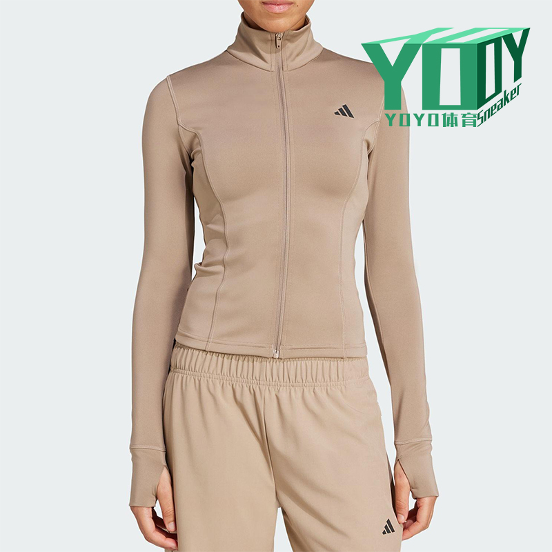 Adidas/阿迪达斯正品2025女士简约半高领健身运动修身外套JW2815