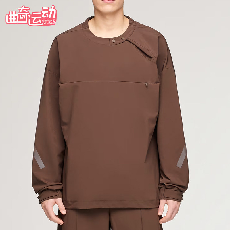 Adidas/阿迪达斯正品男棕色半拉链宽松日常经典休闲卫衣KD3494