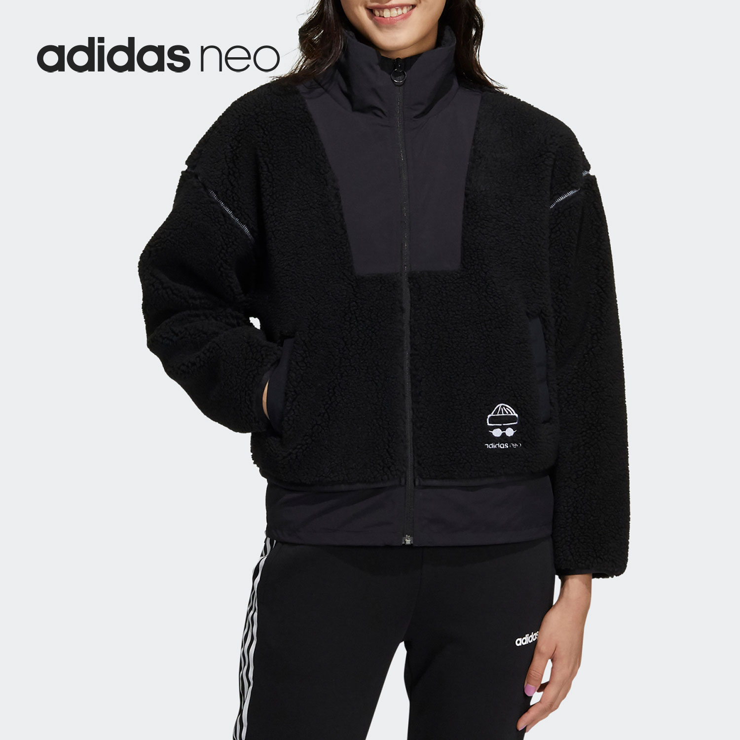 Adidas/阿迪达斯正品NEO休闲女子时尚潮流运动保暖外套HG9033