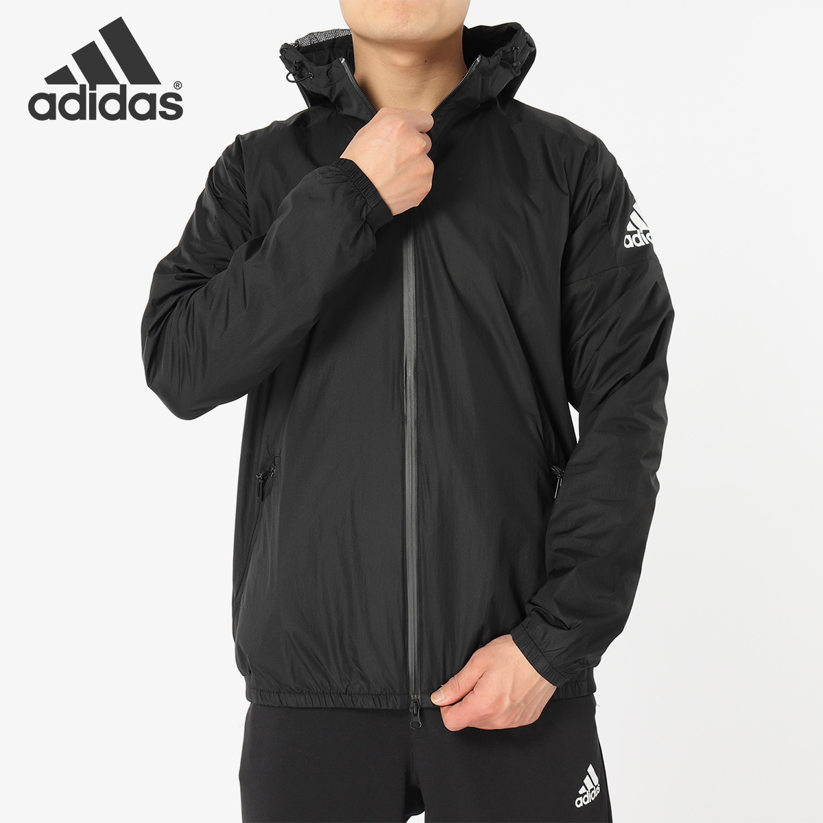 Adidas/阿迪达斯正品男上衣连帽防风衣运动休闲夹克外套DV3314