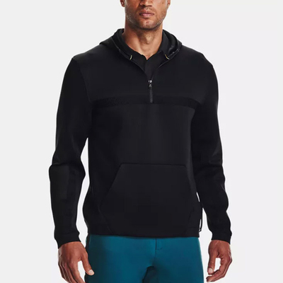 UA/安德玛正品运动男士高尔夫连帽半拉链卫衣套头衫1366277-001