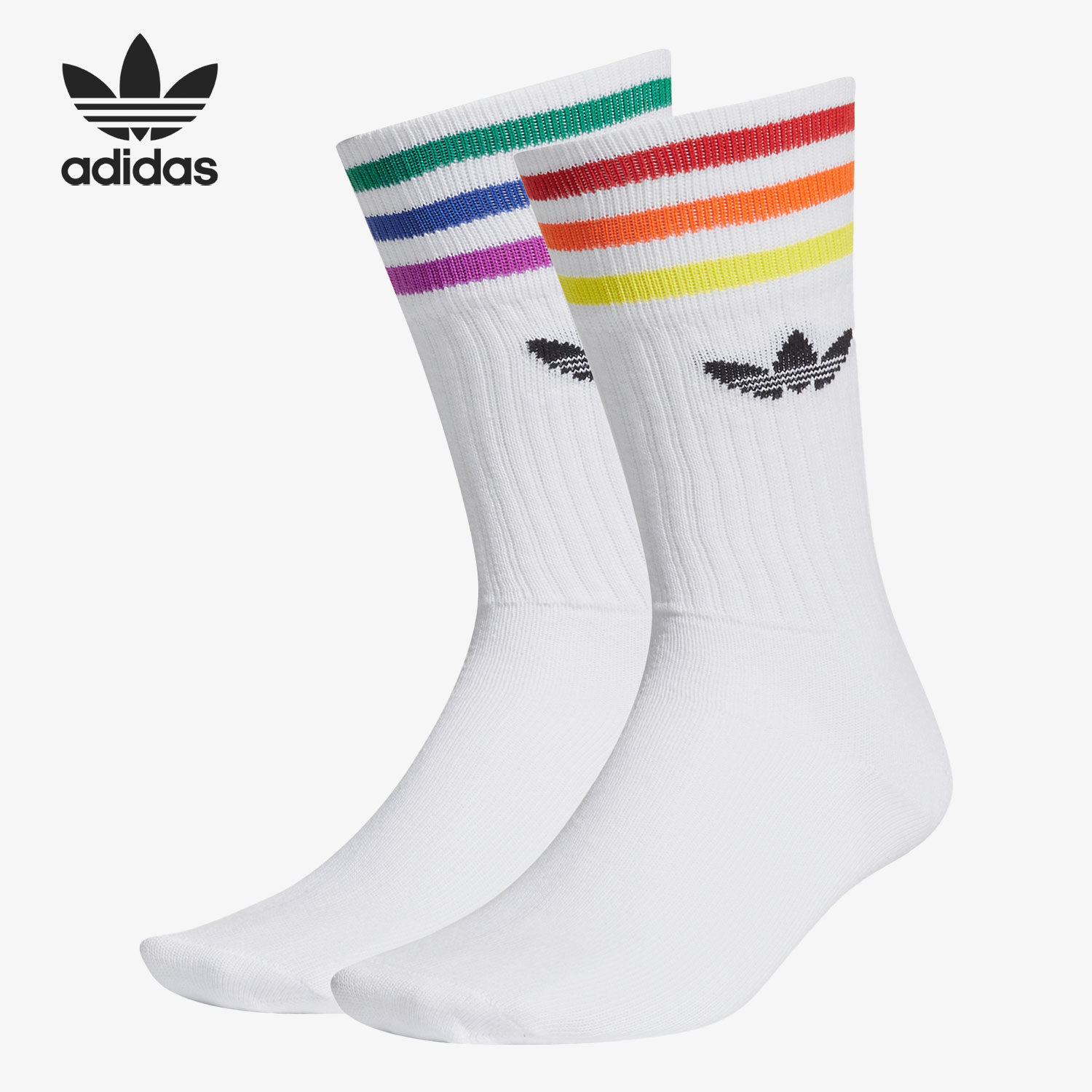 Adidas/阿迪达斯正品三叶草休闲男女潮流袜子两双装 GK7854