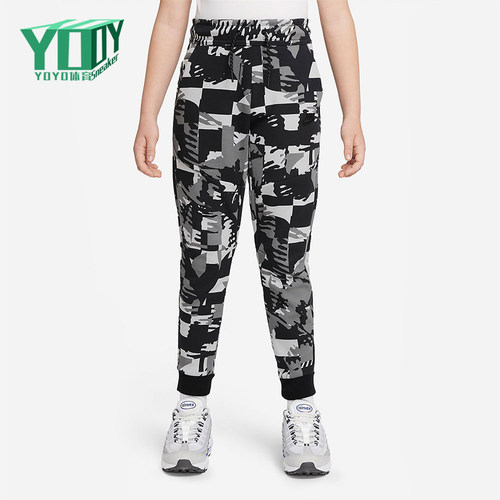 Nike/耐克正品2025秋季大童系带运动满印休闲针织长裤DM8070-077