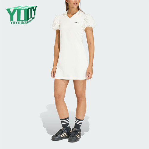 Adidas/阿迪达斯正品三叶草女士经典运动风泡泡袖连衣裙KE3437