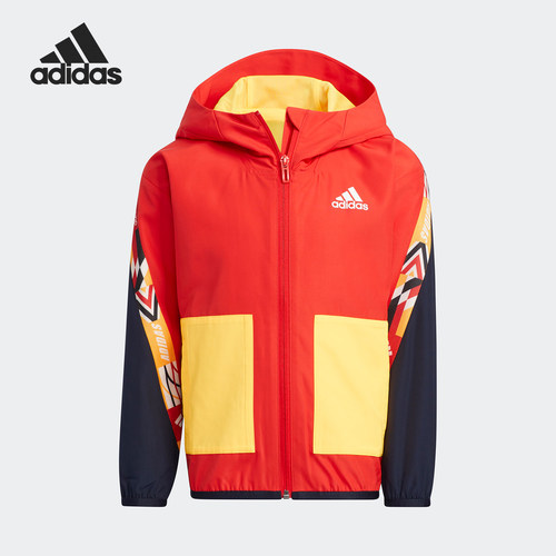 Adidas/阿迪达斯正品Jacket小童休闲保暖拼接连帽外套HN9422
